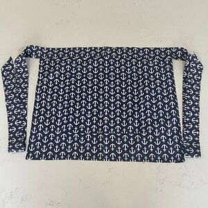 Hearth and Home Hand Crafted One Pocket Anchor Print Fabric Apron in Navy White